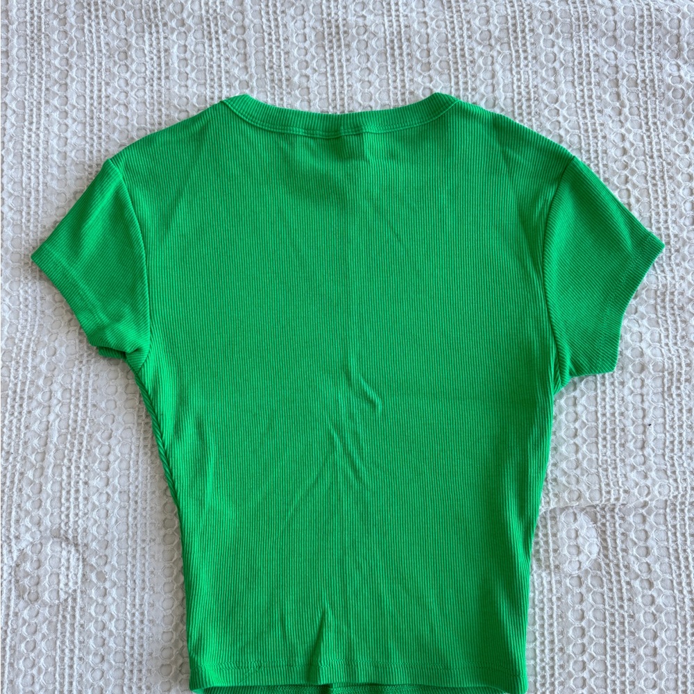 Green Ribbed Crop Top - Picture 3 of 4